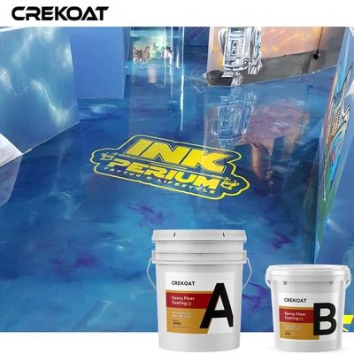 El color pigmenta el piso de epoxy metálico que cubre el suelo duradero durable