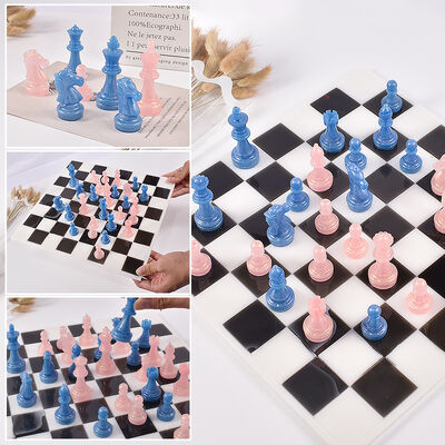 DIY crystal dropper resin gypsum mirror international chess silicone mold three-dimensional chess board grinding tool