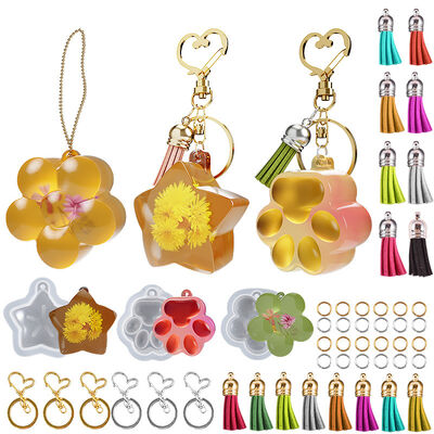 DIY dropper pendant keychain single hole semi three-dimensional cat paw pentagram flower silicone mold