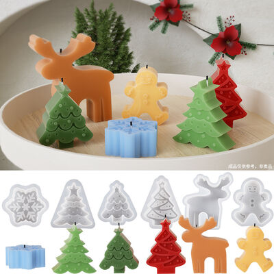 DIY Resin Christmas Tree Snowflake Snowman Elk Ornament Christmas Series Gypsum Candle Silicone Mold