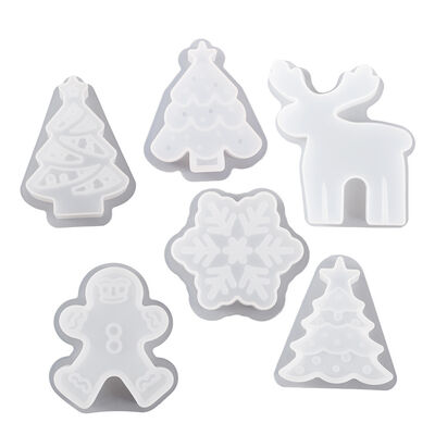 DIY Resin Christmas Tree Snowflake Snowman Elk Ornament Christmas Series Gypsum Candle Silicone Mold
