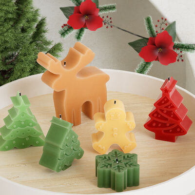 DIY Resin Christmas Tree Snowflake Snowman Elk Ornament Christmas Series Gypsum Candle Silicone Mold