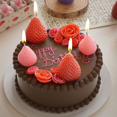 DIY crystal dropper strawberry ornament silicone mold, four link aromatherapy candle, strawberry gypsum mold