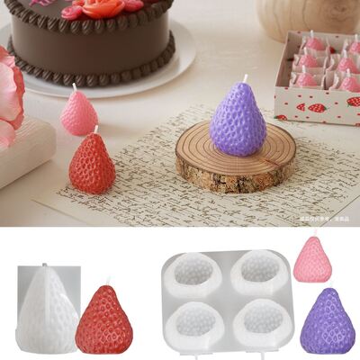 DIY crystal dropper strawberry ornament silicone mold, four link aromatherapy candle, strawberry gypsum mold