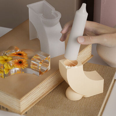 Molde de silicona para colgar en la mesa de yeso de cemento DIY, portavelas en forma de L simple geométrico de resina con gotero de cristal