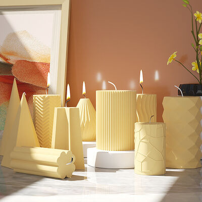 DIY Dropped Candle Stripe Cut Cylinder Triangular Multi sided Cone Folded Arc Silicone Mold