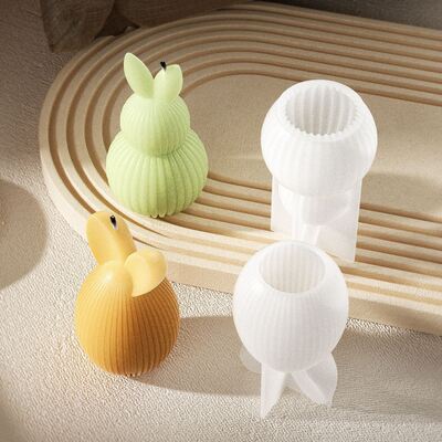 Easter striped egg straight ear rabbit gourd rabbit diamond pattern rabbit aromatherapy gypsum candle silicone mold