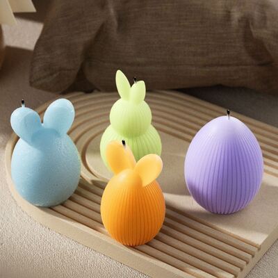 Easter striped egg straight ear rabbit gourd rabbit diamond pattern rabbit aromatherapy gypsum candle silicone mold