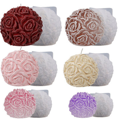 DIY round multi specification crystal dropper resin rose ball candle sphere table silicone mold