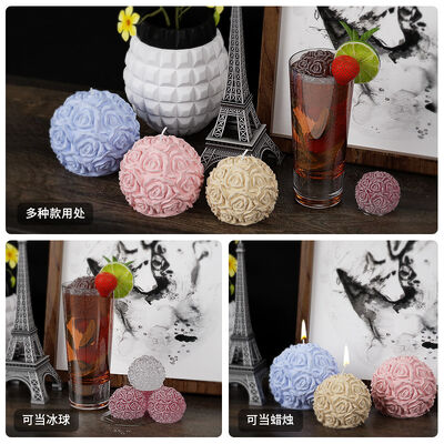 DIY round multi specification crystal dropper resin rose ball candle sphere table silicone mold