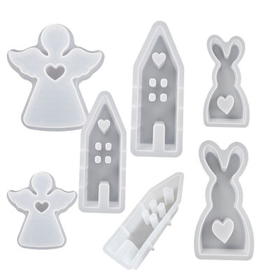 Size Rabbit House Silicone Mold Love Angel Gypsum Pendant Mold Easter Dropping Mold