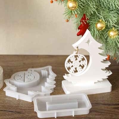 DIY Molde de pegamento por goteo Árbol de Navidad Copo de nieve Ornamento colgante Aromaterapia Yeso Molde de silicona