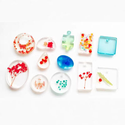 Crystal Drip Glue Necklace Pendant Silicone Mold DIY Handmade Jewelry Water Drop Square Elliptical Puzzle with Hole Mold