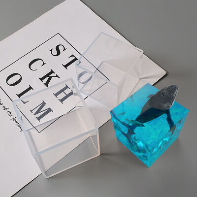Molde de silicona para cubo de espejo de alta transparencia, manualidades de pegamento de cristal, yeso, vela, resina, molienda