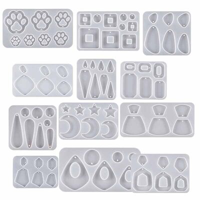 DIY crystal dropper earrings grinding tool mirror star moon cat paw water droplet square pendant jewelry silicone mold