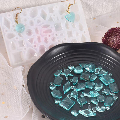 Mini Full Version Diamond Earnail Eardrop Rubber Mold Love Geometry Water Drop Moon Five Star Pendant Silicone Mold