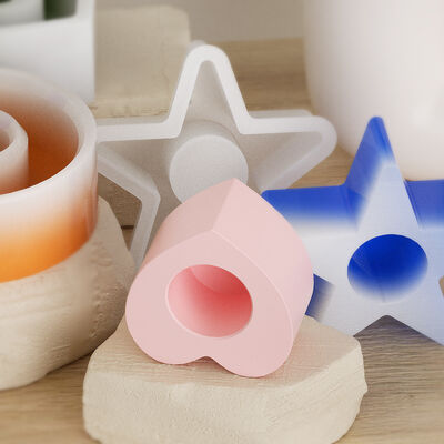 Crystal dropper circular heart-shaped candle holder mold, aromatherapy candle holder DIY gypsum candle holder silicone mold