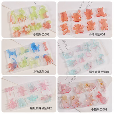 DIY crystal dropper animal series earrings silicone mold cat violent bear puppy insect pendant hanging mold