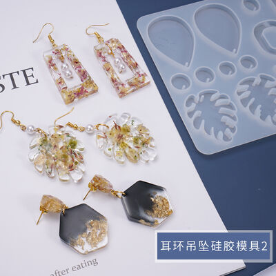 DIY crystal drop glue mold earrings pendant jewelry earrings multiple styles full board mirror silicone mold