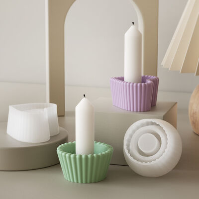 Striped heart-shaped circular pentagram candle holder ornament DIY aromatherapy gypsum candle base silicone mold
