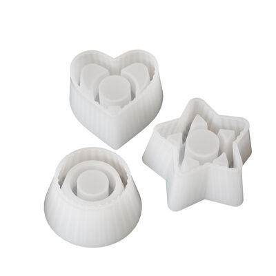 Striped heart-shaped circular pentagram candle holder ornament DIY aromatherapy gypsum candle base silicone mold