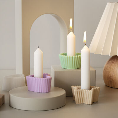 Striped heart-shaped circular pentagram candle holder ornament DIY aromatherapy gypsum candle base silicone mold
