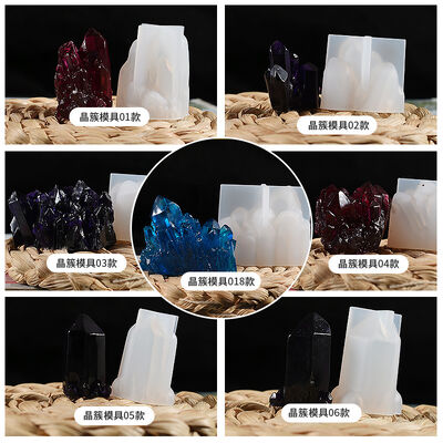 DIY Drip Gel Crystal Cluster Mold 18 Ice Cluster Ornaments Rockery Crystal Stone Ice Crystal Column Candle Silicone Mold