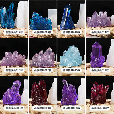 DIY Drip Gel Crystal Cluster Mold 18 Ice Cluster Ornaments Rockery Crystal Stone Ice Crystal Column Candle Silicone Mold