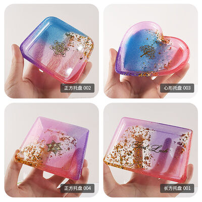 DIY drip glue crystal resin glue square heart rectangular dish plate decoration gypsum tray silicone mold