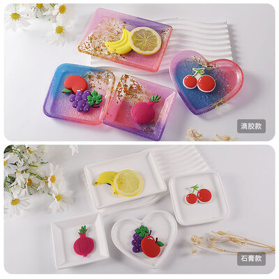 DIY drip glue crystal resin glue square heart rectangular dish plate decoration gypsum tray silicone mold