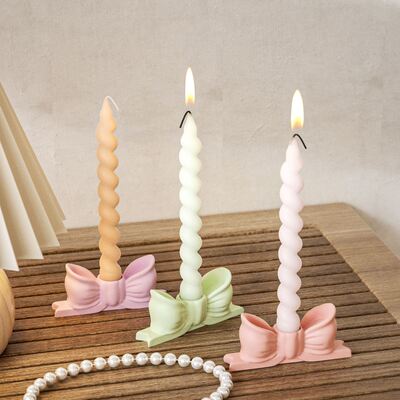 Drip glue DIY three-dimensional bow candle base gypsum ornament bow aromatherapy candle holder resin silicone mold