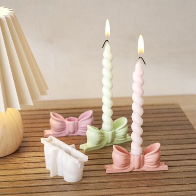 Drip glue DIY three-dimensional bow candle base gypsum ornament bow aromatherapy candle holder resin silicone mold