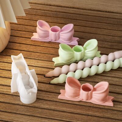 Drip glue DIY three-dimensional bow candle base gypsum ornament bow aromatherapy candle holder resin silicone mold