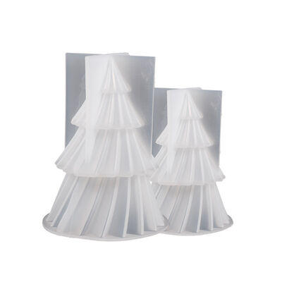 Crystal Dropping Resin Mold Folding Stripes Christmas Tree Candle Ornament DIY Gypsum Silicone Mold
