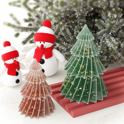 Crystal Dropping Resin Mold Folding Stripes Christmas Tree Candle Ornament DIY Gypsum Silicone Mold