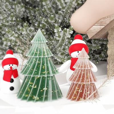 Crystal Dropping Resin Mold Folding Stripes Christmas Tree Candle Ornament DIY Gypsum Silicone Mold