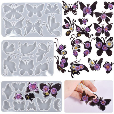 DIY Crystal Dropping Glue Full Version Butterfly Pendant Grinding Tool Butterfly Keychain Hanging Pendant Hanging Silicone Mold