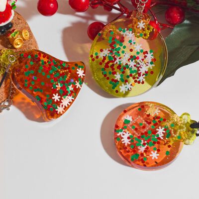 DIY Crystal Dropping Glue Christmas Pendant, Silicone Mold Aromatherapy Gypsum Round Bell Pendant