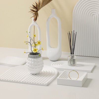 DIY Glue Gum Gypsum Candle Stand Arched Wave Terraced Storage Tray Silicone Mold