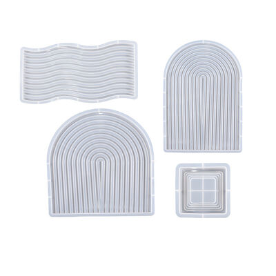 DIY Glue Gum Gypsum Candle Stand Arched Wave Terraced Storage Tray Silicone Mold