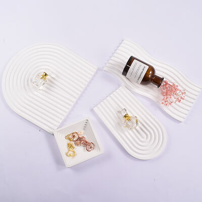 DIY Glue Gum Gypsum Candle Stand Arched Wave Terraced Storage Tray Silicone Mold