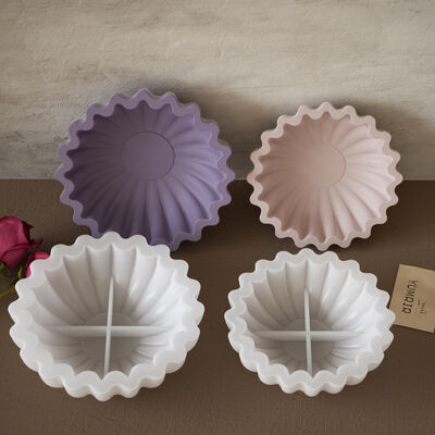 DIY adhesive plaster origami wave lace plate, circular candle cup, storage bowl, silicone mold