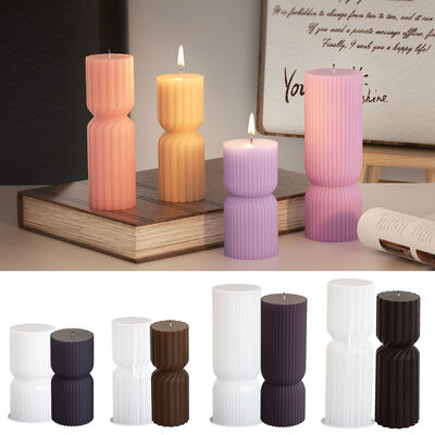 New Product Size: Geometric Cylinder Vertical Stripe Candle Ornament DIY Aromatherapy Resin Candle Silicone Mold