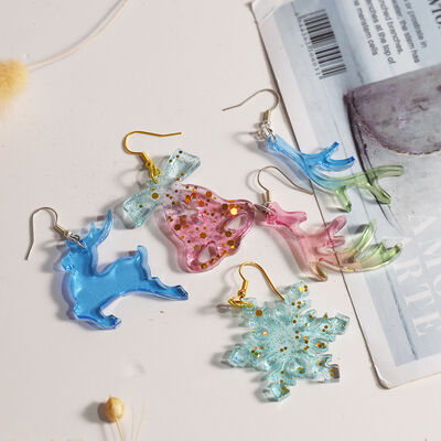 Serie de Navidad de Cristais de gota de DIY colgante Molde de pendiente Árbol de Navidad Cachorro de nieve Cuerno de ciervo Orecillos Molde de silicona