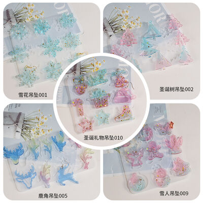 Serie de Navidad de Cristais de gota de DIY colgante Molde de pendiente Árbol de Navidad Cachorro de nieve Cuerno de ciervo Orecillos Molde de silicona