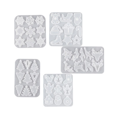 Serie de Navidad de Cristais de gota de DIY colgante Molde de pendiente Árbol de Navidad Cachorro de nieve Cuerno de ciervo Orecillos Molde de silicona