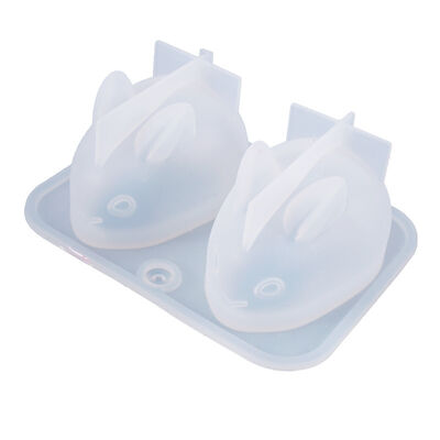 Molde de gel de cristal DIY, molde de silicona con espejo de dibujos animados lindo tridimensional, dos conejos