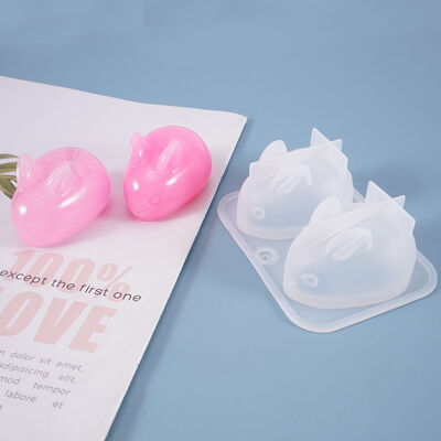 Molde de gel de cristal DIY, molde de silicona con espejo de dibujos animados lindo tridimensional, dos conejos