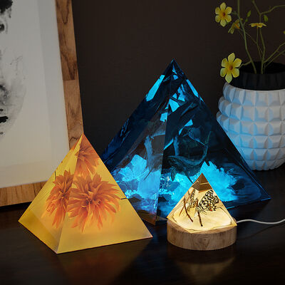 DIY cristal gotero resina torre de espejo de alta transparencia con apoyo torre triángulo molde decorativo de silicona