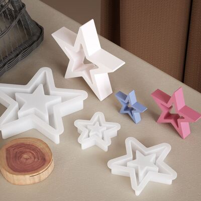 DIY dropper mold hollow out large, medium, small five pointed star Christmas tree decoration pendant table silicone mold